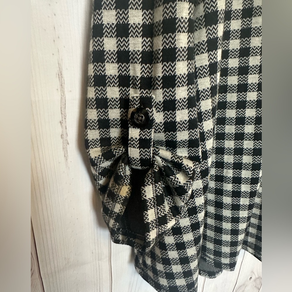 Ali Miles Black & White Gingham Cowl Neck Tunic Top - Size XL - Picture 3 of 4